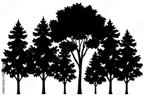 Vector illustration of tree silhouette is perfect for landscape design, tree silhouette collection