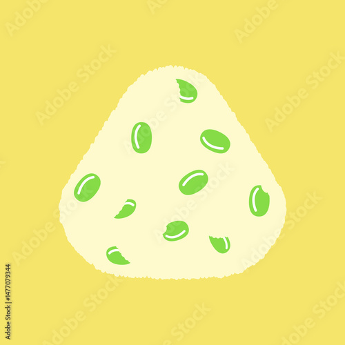 シンプルなおにぎりのイラスト(豆ごはん・枝豆)