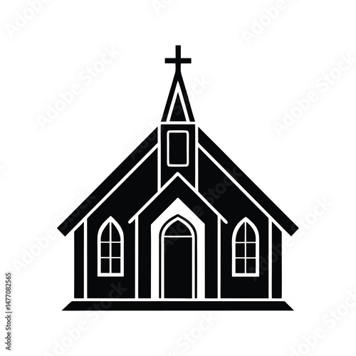 Flat and Minimal Church building logo vector illustration isolated on white background