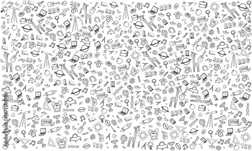 Concept of education School background chalkboard with different stuff. Welcome back to school design vector.