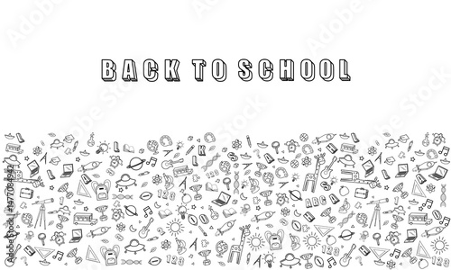 Concept of education School background chalkboard with different stuff. Welcome back to school design vector.