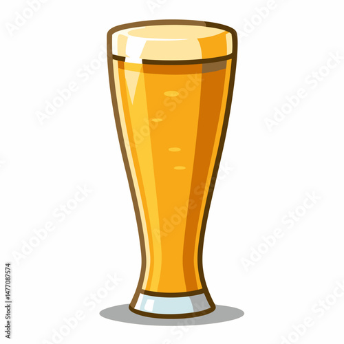 glass icon in a vector illustration style, featuring a tall glass filled with golden beer and a frothy top.