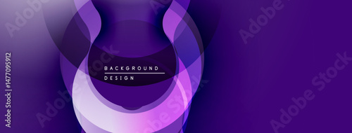 Abstract purple layers create dynamic flow. Modern design emphasizes curves, gradients, visual texture. Minimalist aesthetic suits backgrounds.