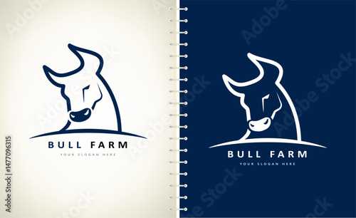 Bull head logo vector. Animal design