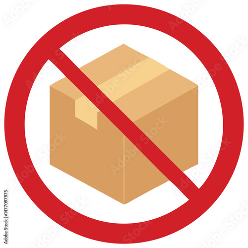 Prohibited Package Delivery Icon Red Circle No Cardboard Box