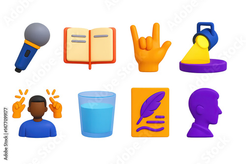 Sign language 3d icons set – communication, symbols, accessibility essentials
