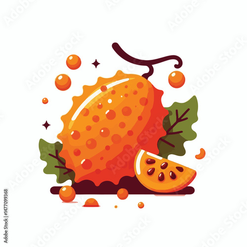 food, healthy, fruit, fresh, gac, raw, freshness, organic, delicious, isolated, white, red, sweet, orange, bitter, asian, background, green, spiny, baby, plant, gourd, vegetarian, herb, vegetable, agr