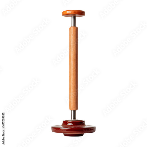 Household plunger tool upright on transparent background