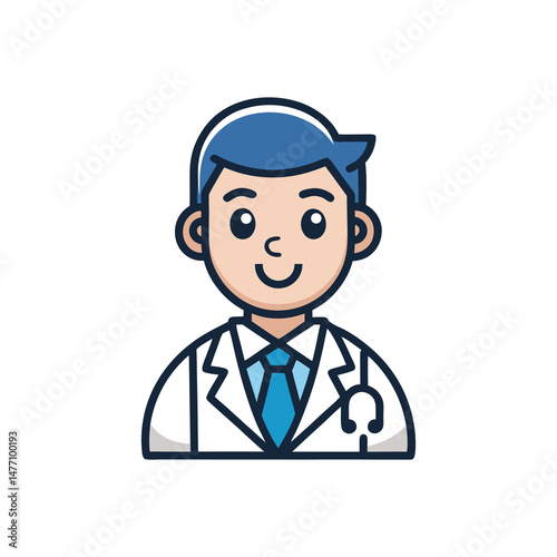 Flat and Minimal doctor logo vector illustration isolated on white background