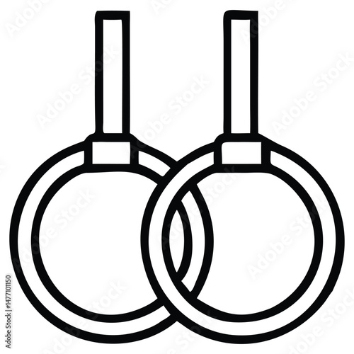 Gymnastics Rings Icon Black and White Illustration