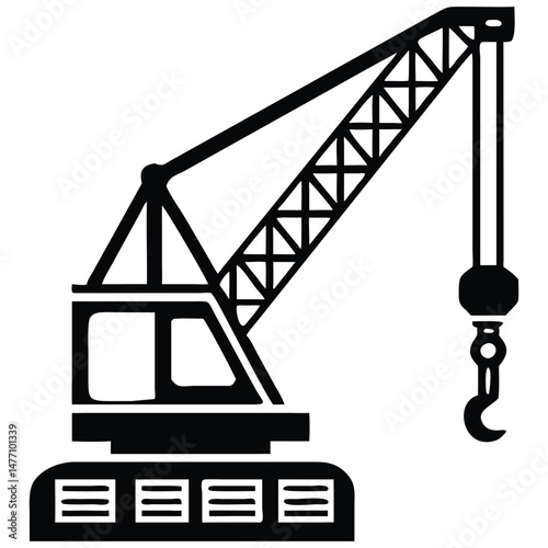 Black and White Illustration of a Mobile Crane