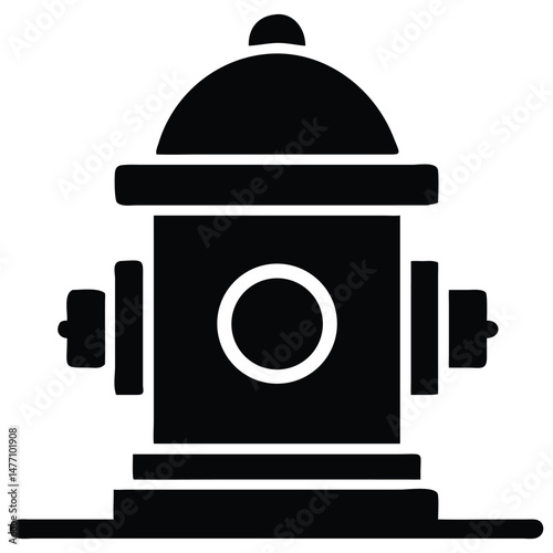 Simple Black Silhouette Icon of a Fire Hydrant