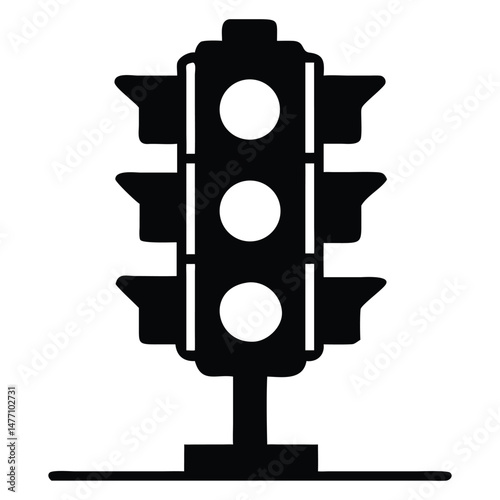 Simple Black and White Traffic Light Icon Illustration