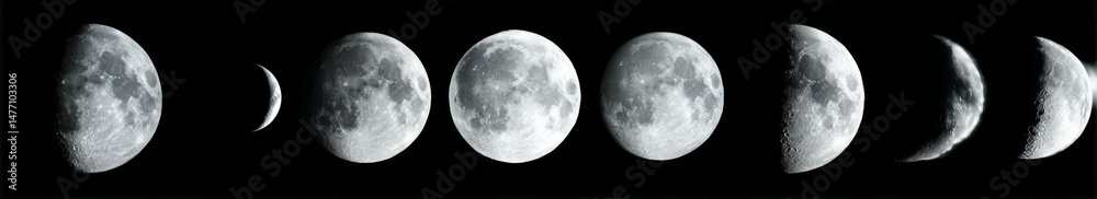 Obraz premium Lunar Phases in Sequential Order