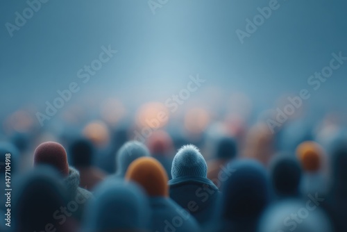 celebrate world population day by capturing diverse crowd in blurred background setting with plentiful copy space