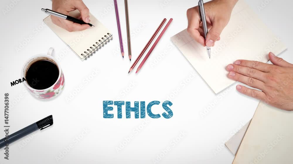 ETHICS Concept. The meeting at the white office table. 4K video
