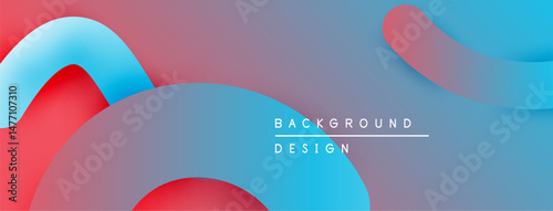 Abstract layers, vibrant colors, smooth gradients create modern background. Design features overlapping shapes, soft shadows.