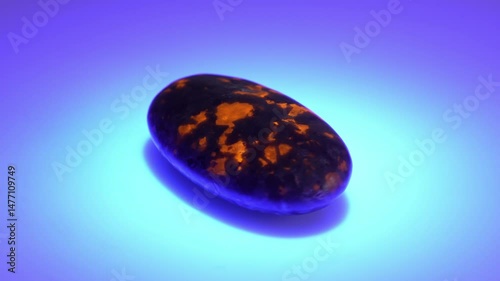 Yooperlite Specimen Rotating Under UV Light Revealing Fluorescent Patterns and Unique Characteristics