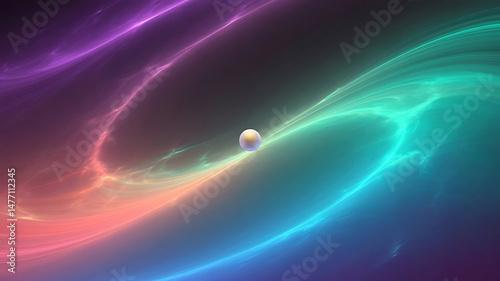 Abstract depiction of a celestial body in a vibrant cosmic energy field.