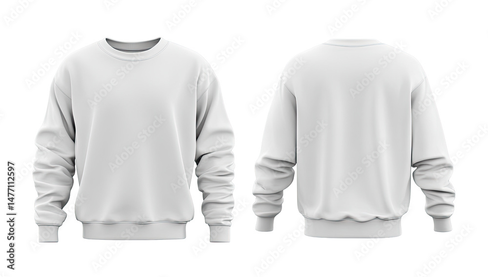 Blank white sweatshirt mockup.  Front and back views