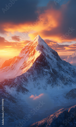 Top of the World: Everest in the Golden Light of Dawn