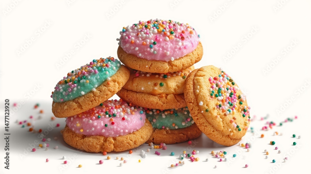 Stack of Colorful Sprinkled Cookies Stack of Colorful Sprinkled Cookies