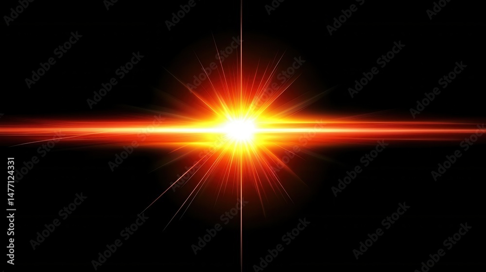 Obraz premium Abstract Orange Light Burst on Black Background Digital Art Graphic Design Element