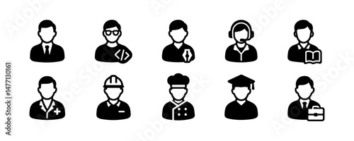 Silhouette avatar icons of different occupations
