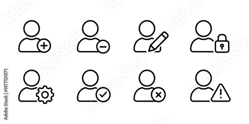 User management icons with settings and profile control