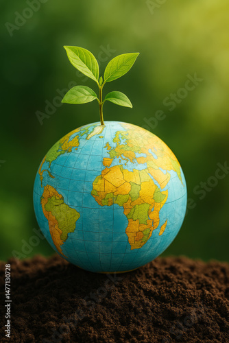 Wereldbol met plant als symbool voor duurzaamheid