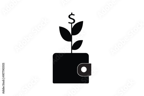 Wallet Growing Plant with Dollar Sign - Finance and Investment Growth Concept