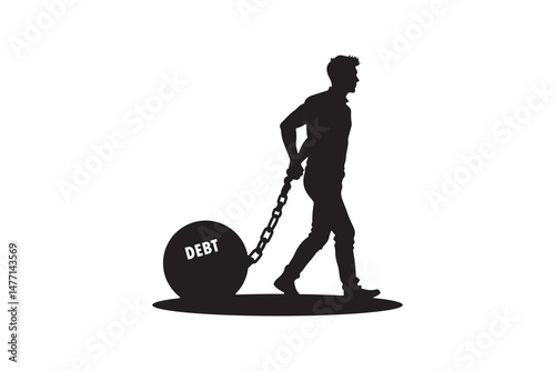 Burden of Debt Silhouette Illustration - Financial Problem Struggle