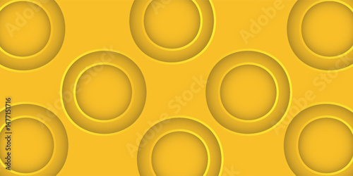 Abstract Background with 3d circle yellow papercut layer