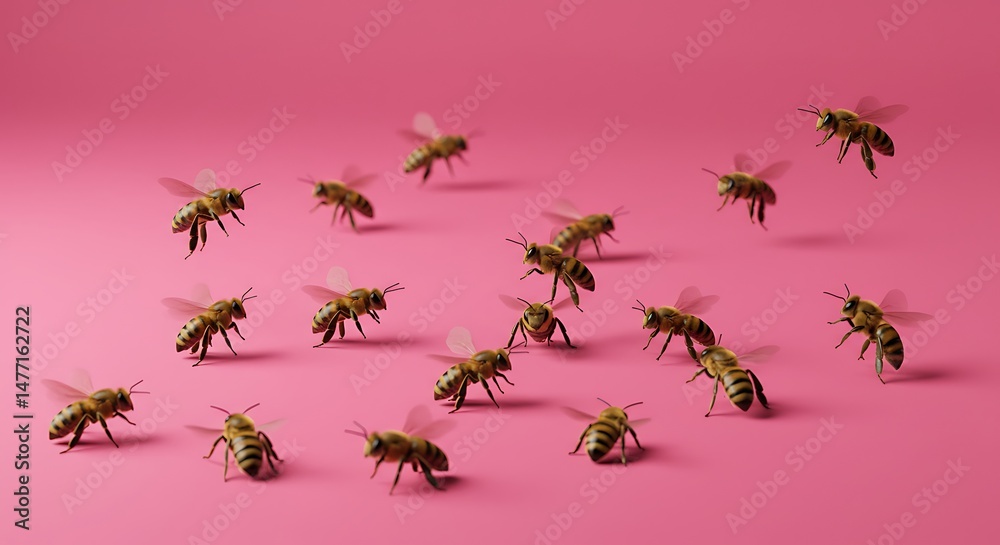 Fototapeta premium Bees on a solid background