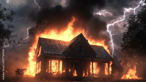 House burning in storm disaster