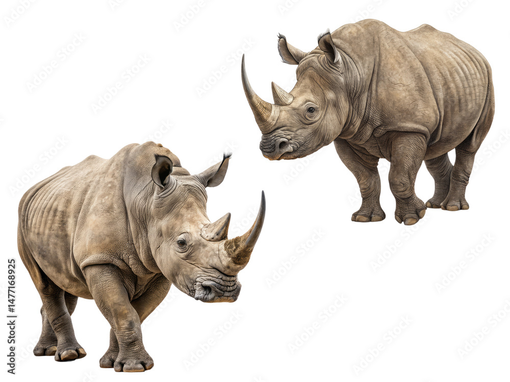 Obraz premium rhinoceros (whole body) from two different angles, transparent background