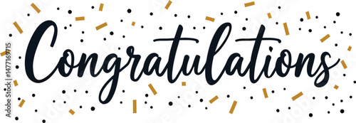 congratulations banner in vector golden sparkles around it