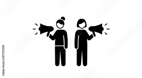 Two people beckoning people icon
