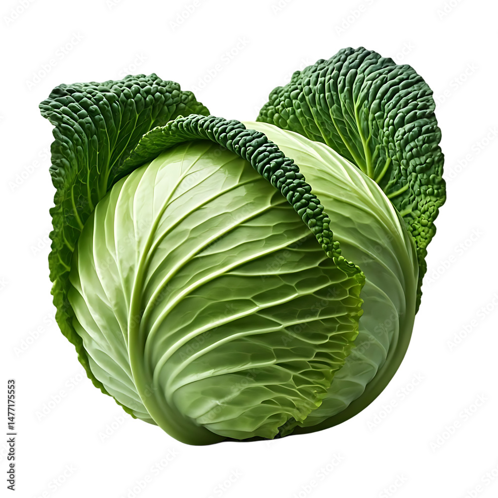 Obraz premium Savoy Cabbage Unveiling the Beauty of its Tightly-Curled Leaves, A Vibrant Green Vegetable