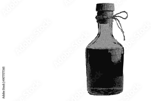 message in a bottle halftone grunge vector design element