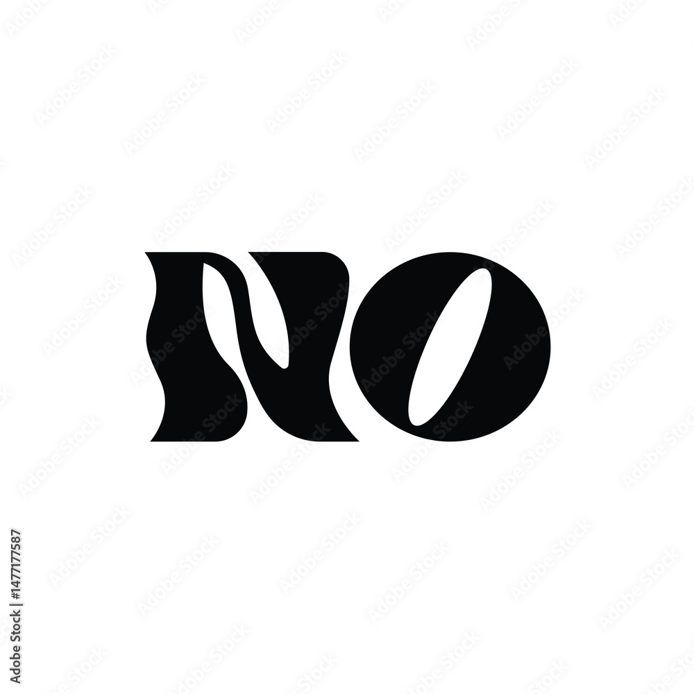 Fototapeta premium NO monogram logo design letter text name symbol monochrome logotype alphabet character simple logo