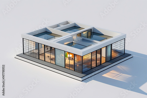 3d rendering showcases a modern residential house, an architectural design for new home construction