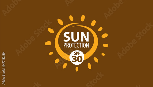 Hand-drawn vector sun protection logo for packaging