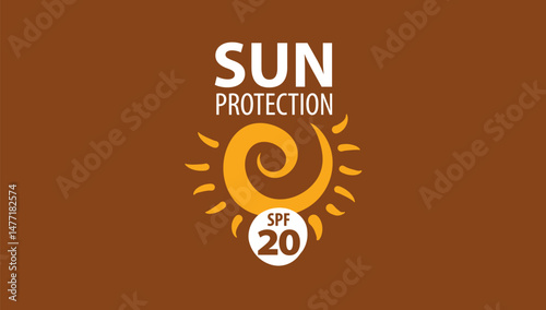 Hand-drawn vector sun protection logo for packaging