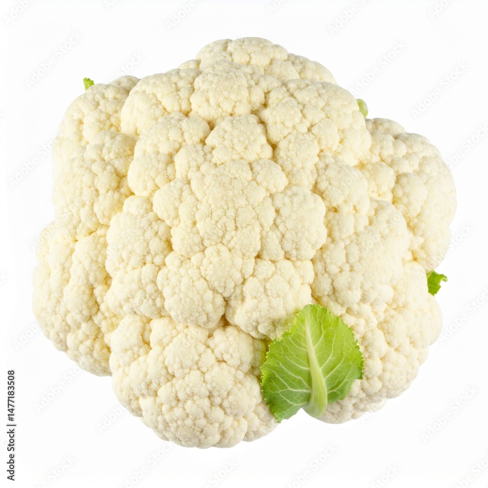 Cauliflower with Floret Texture on Isolated White Background Cauliflower with Floret Texture on Isolated White Background