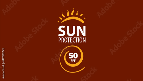 Hand-drawn vector sun protection logo for packaging