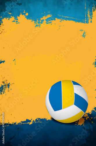 Grungy scratchy dynamic volleyball background with ball