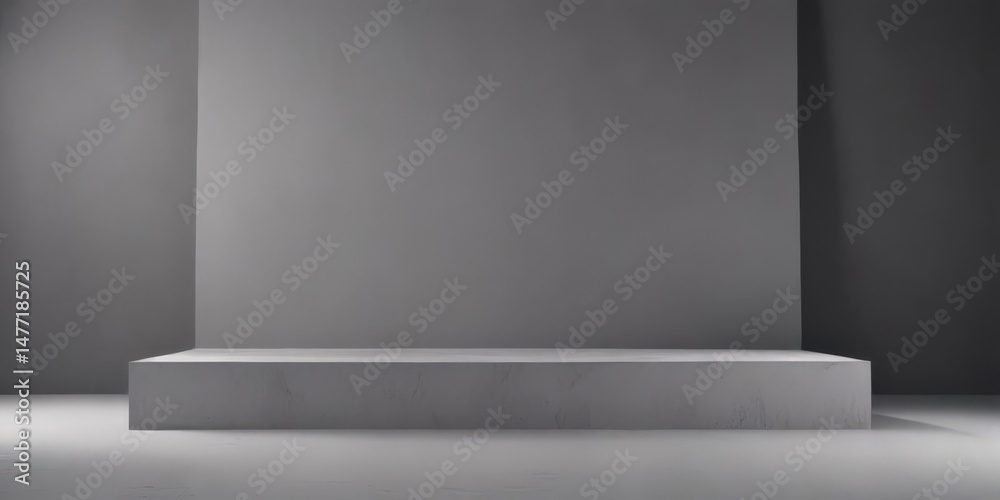 Obraz premium Elegant gray backdrop, soft light, subtle shadows ideal for product display, item display, low-key, photography