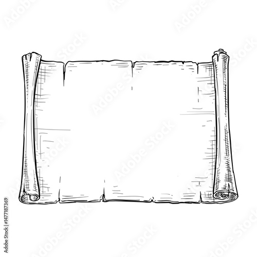 old paper scroll vector line art hand drawn illustration