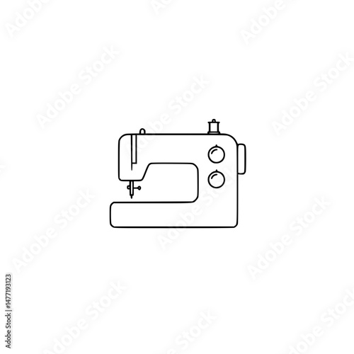 Vintage sewing machine illustration in minimalist style  